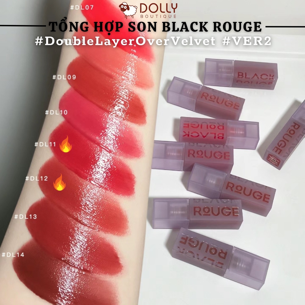 Son Kem Black Rouge Double Layer Over Velvet Ver2 #DL11 Dada Chili ( Màu Đỏ Tươi ) - 4.1g