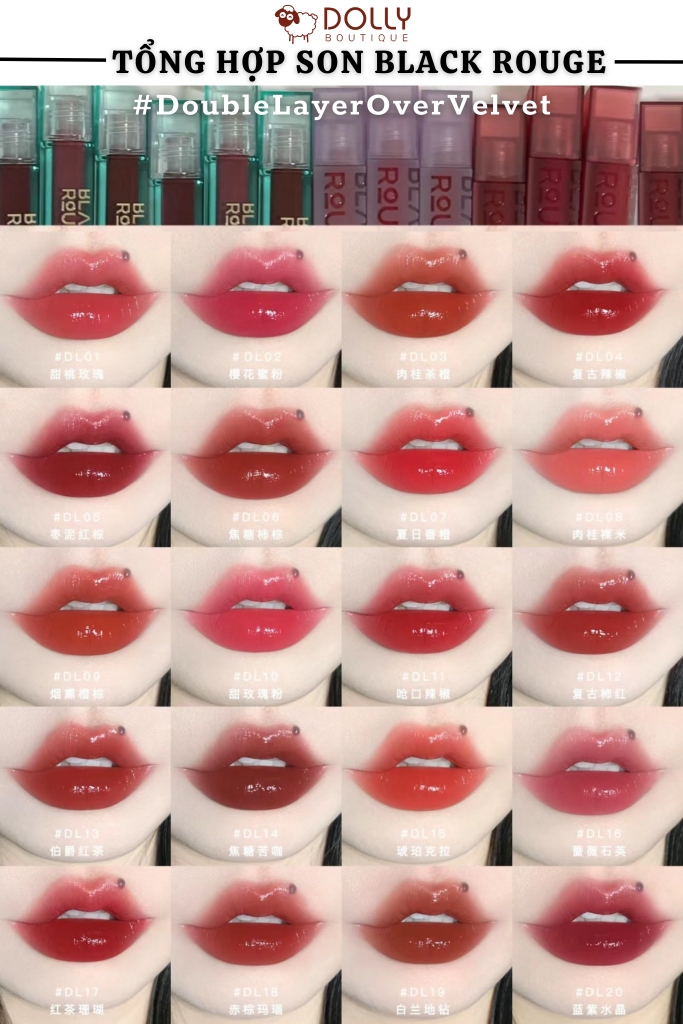 Son Kem Black Rouge Double Layer Over Velvet  DL02 Mute Layer Hồng Lạnh