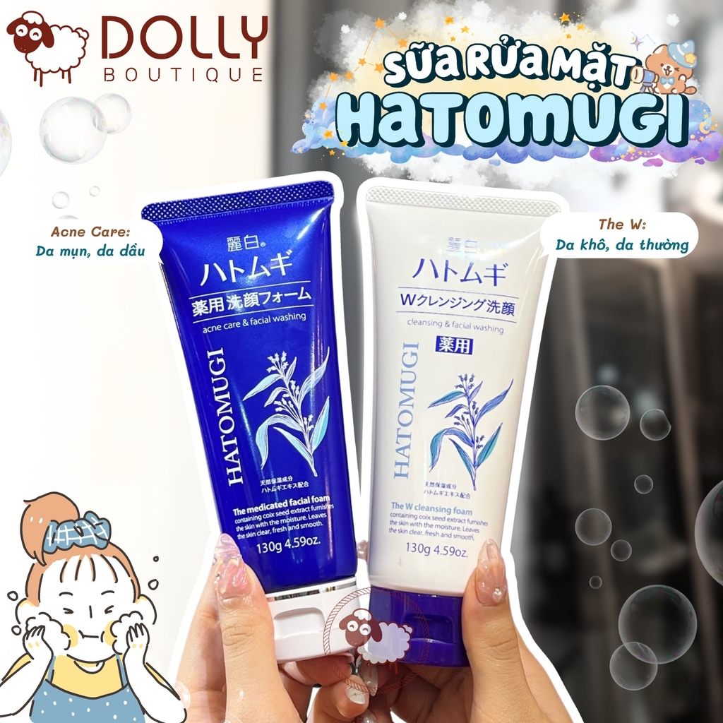 Sữa Rửa Mặt Ngừa Mụn, Sáng Da Hatomugi Acne Care & Facial Washing 130g