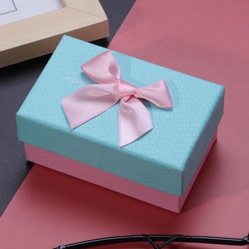 Hộp Quà Nhỏ Nắp Xanh Nơ Hồng Size Nhỏ10*6.5*4.5 cm