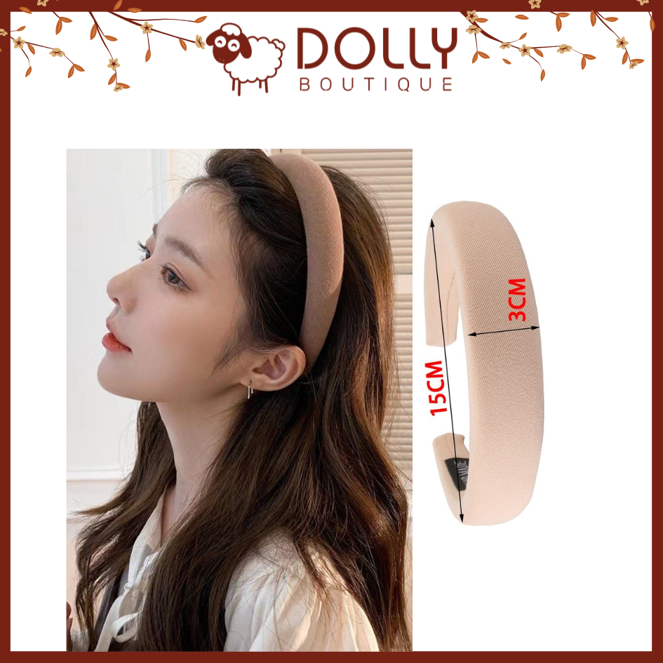 Cài, Băng Đô Tóc Bản Lớn 3cm Chất Liệu Vải Thô Phong Cách Vintage