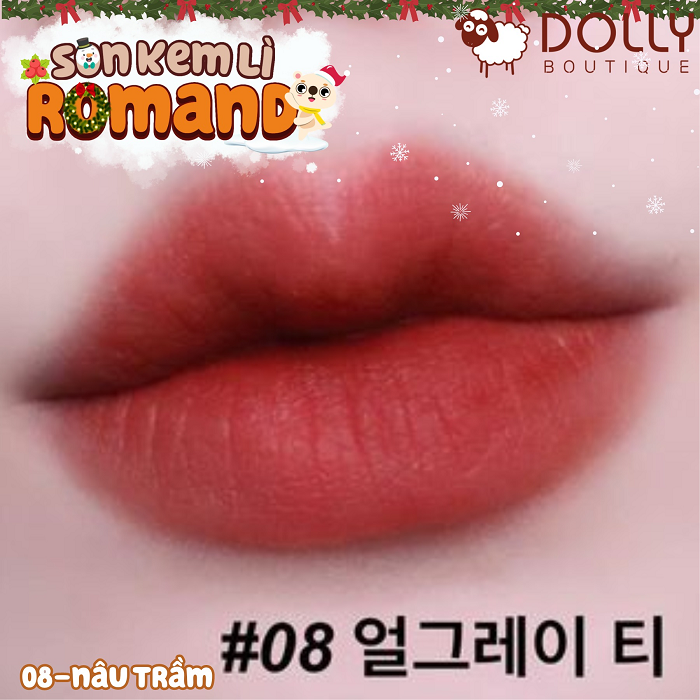 Son Kem Lì Romand Milk Tea Velvet Tint #08 Earl Grey Tea ( Màu Nâu Trà ) - 4.4g