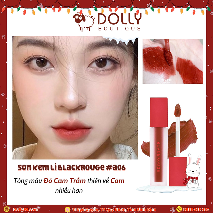 Son Kem Lì Black Rouge Air Fit Velvet Tint  #A06 Brick Red ( Màu Đỏ Nâu Trầm ) - 4.5g