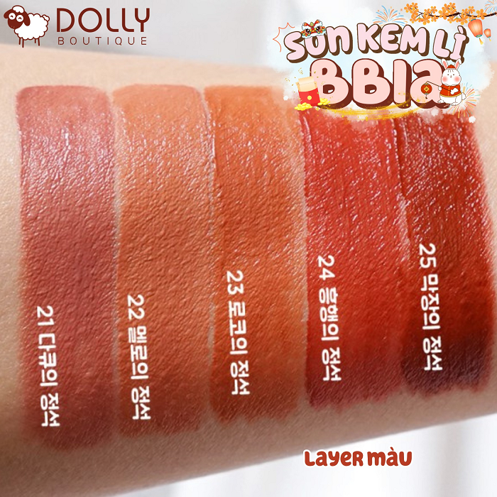 Son Kem Bbia Last Velvet Lip Tint 24 Trendy Note Đỏ Trầm Nhẹ