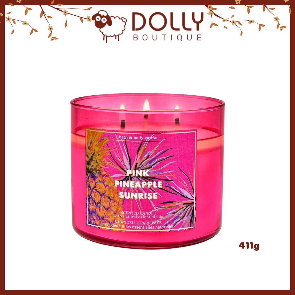 Nến Thơm 3 Bấc Bath And Body Works Pink Pineapple Sunrise 3-Wick Candle 411g