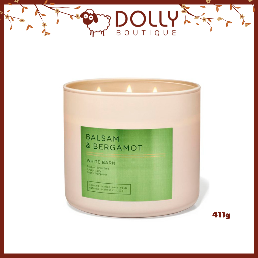 Nến Thơm 3 Bấc Bath & Body Works Balsam & Bergamot 3-Wick Candle 411g