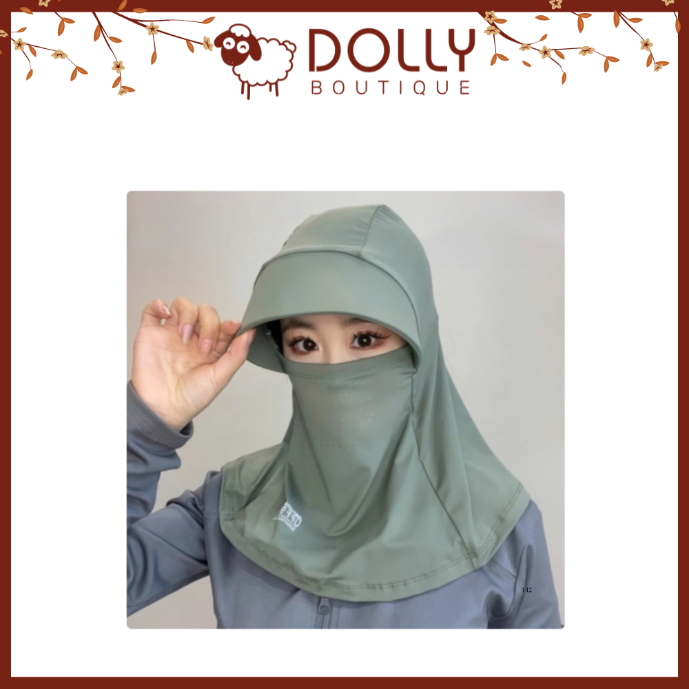 Mũ + Khẩu Trang Chống Nắng Thoáng Khí Vải Lụa Lạnh Từ Đầu Đến Cổ