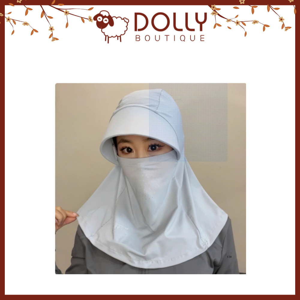 Mũ + Khẩu Trang Chống Nắng Thoáng Khí Vải Lụa Lạnh Từ Đầu Đến Cổ