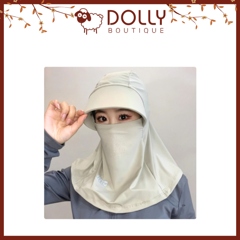 Mũ + Khẩu Trang Chống Nắng Thoáng Khí Vải Lụa Lạnh Từ Đầu Đến Cổ