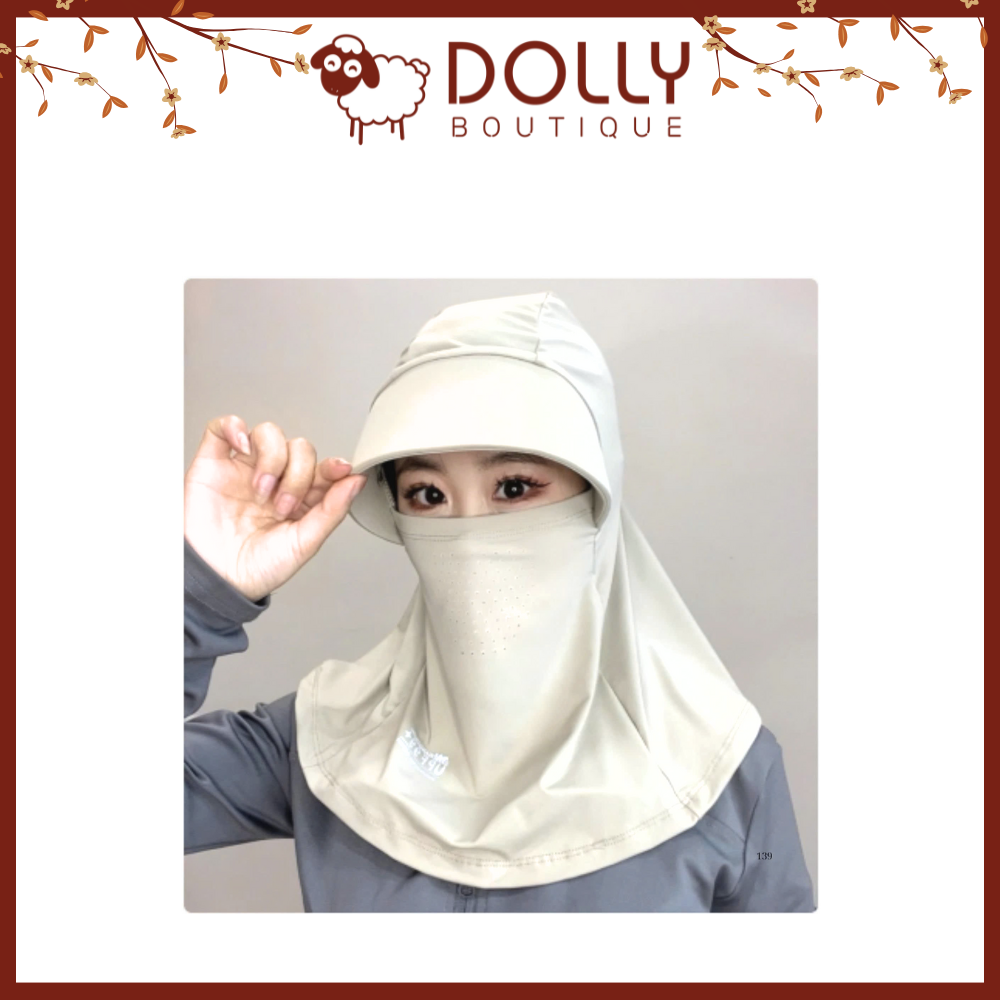 Mũ + Khẩu Trang Chống Nắng Thoáng Khí Vải Lụa Lạnh Từ Đầu Đến Cổ