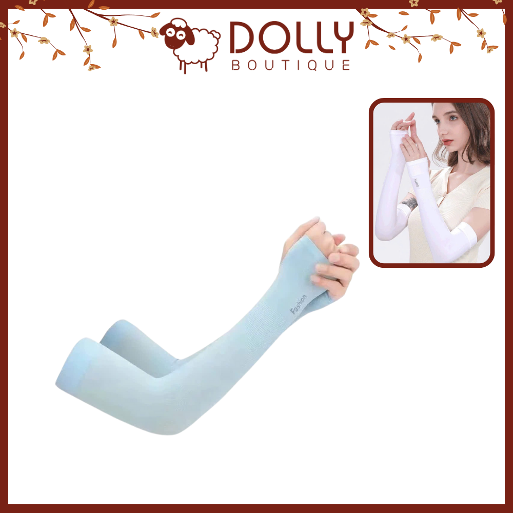 Găng Tay Chống Nắng  Chống UV Xỏ Ngón Thun Lạnh Co Giãn 4 Chiều