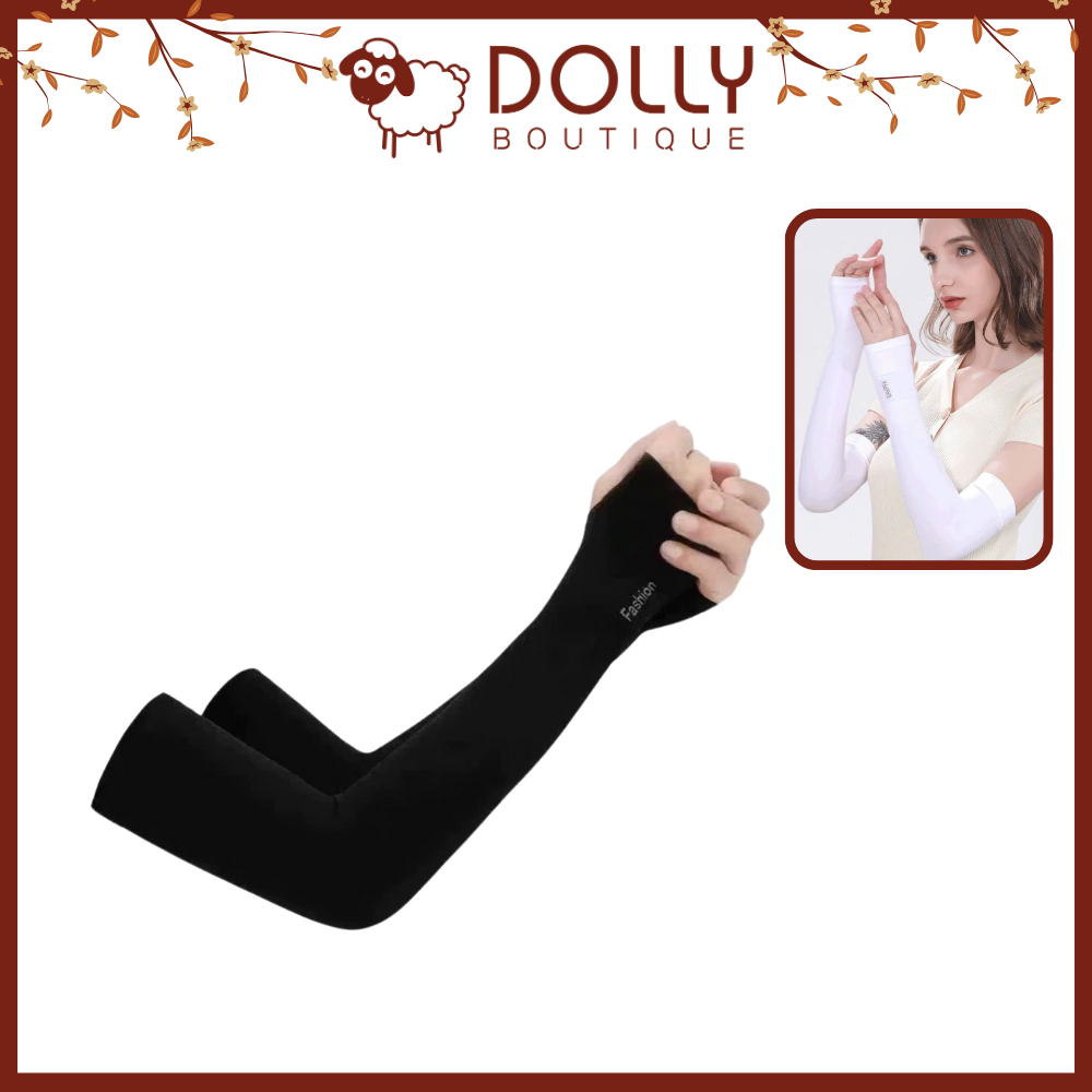 Găng Tay Chống Nắng  Chống UV Xỏ Ngón Thun Lạnh Co Giãn 4 Chiều