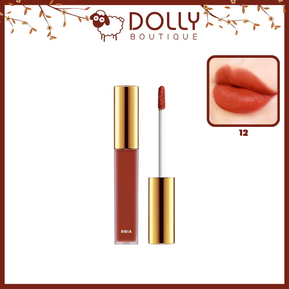 Son Kem Bbia Last Velvet Lip Tint 12 Sweet Boss Màu Đỏ Cam