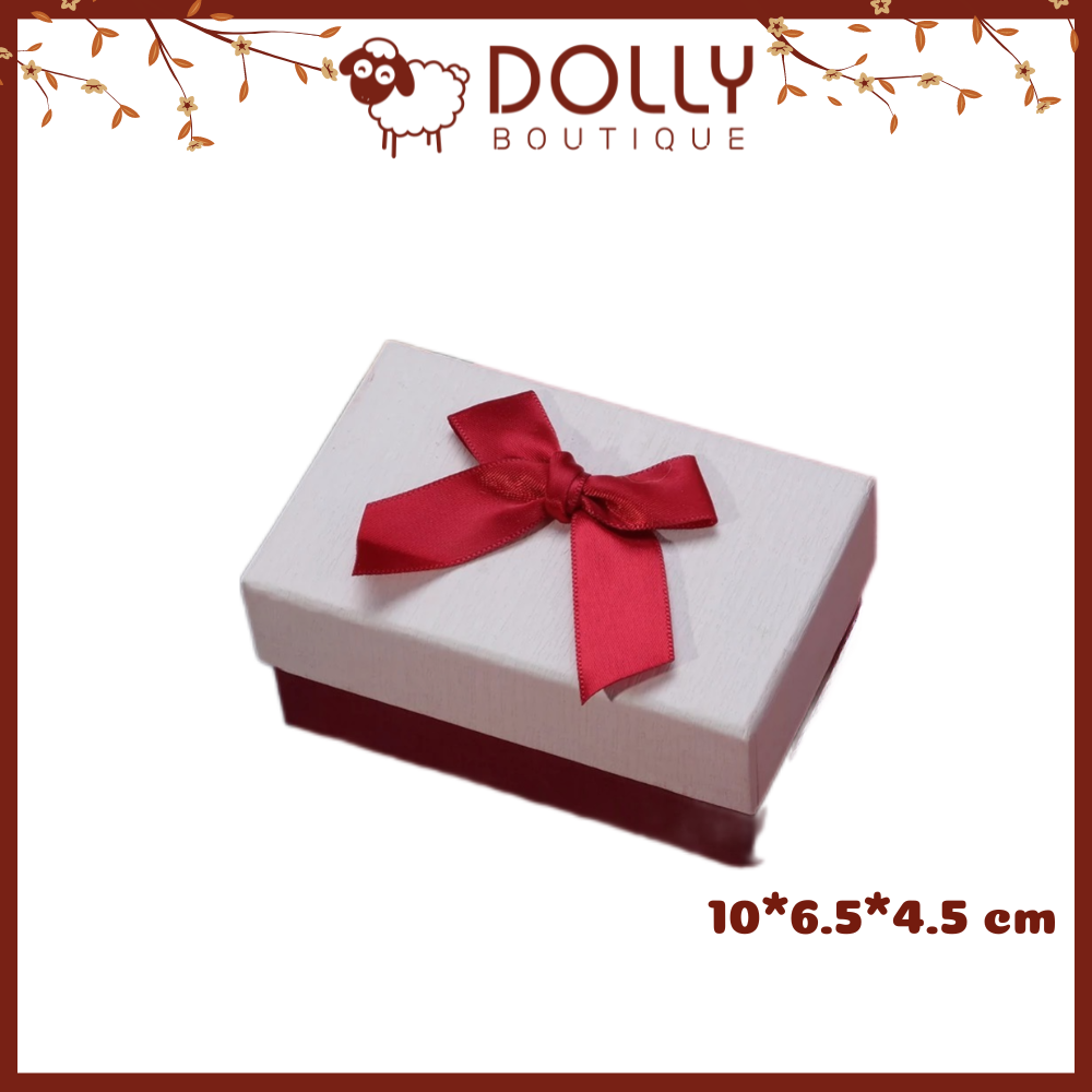 Hộp Quà Nhỏ Nắp Trắng Nơ Đỏ Size Nhỏ 10*6.5*4.5 cm