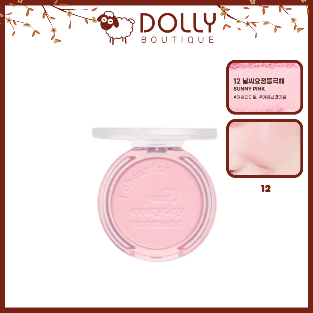Phấn Má Peripera Pure Blushed Sunshine Cheek 12 Sunny Pink 4.2g