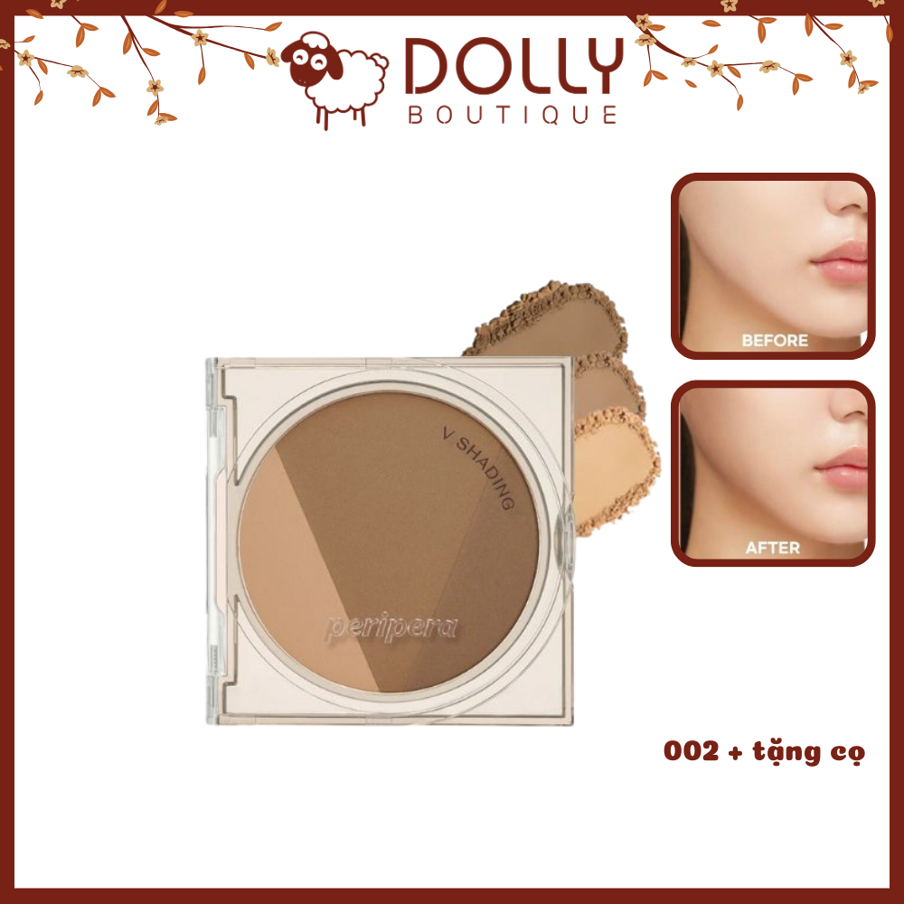 Phấn Tạo Khối Hiệu Ứng Tự Nhiên Peripera V Shading 002 + Tặng Kèm Cọ