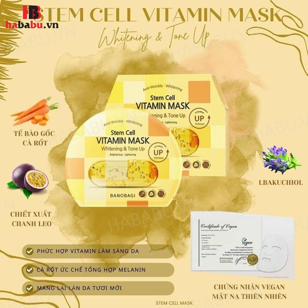 Mặt nạ Banobagi Stem Cell Whitening & Tone Up set 10 miếng chính hãng