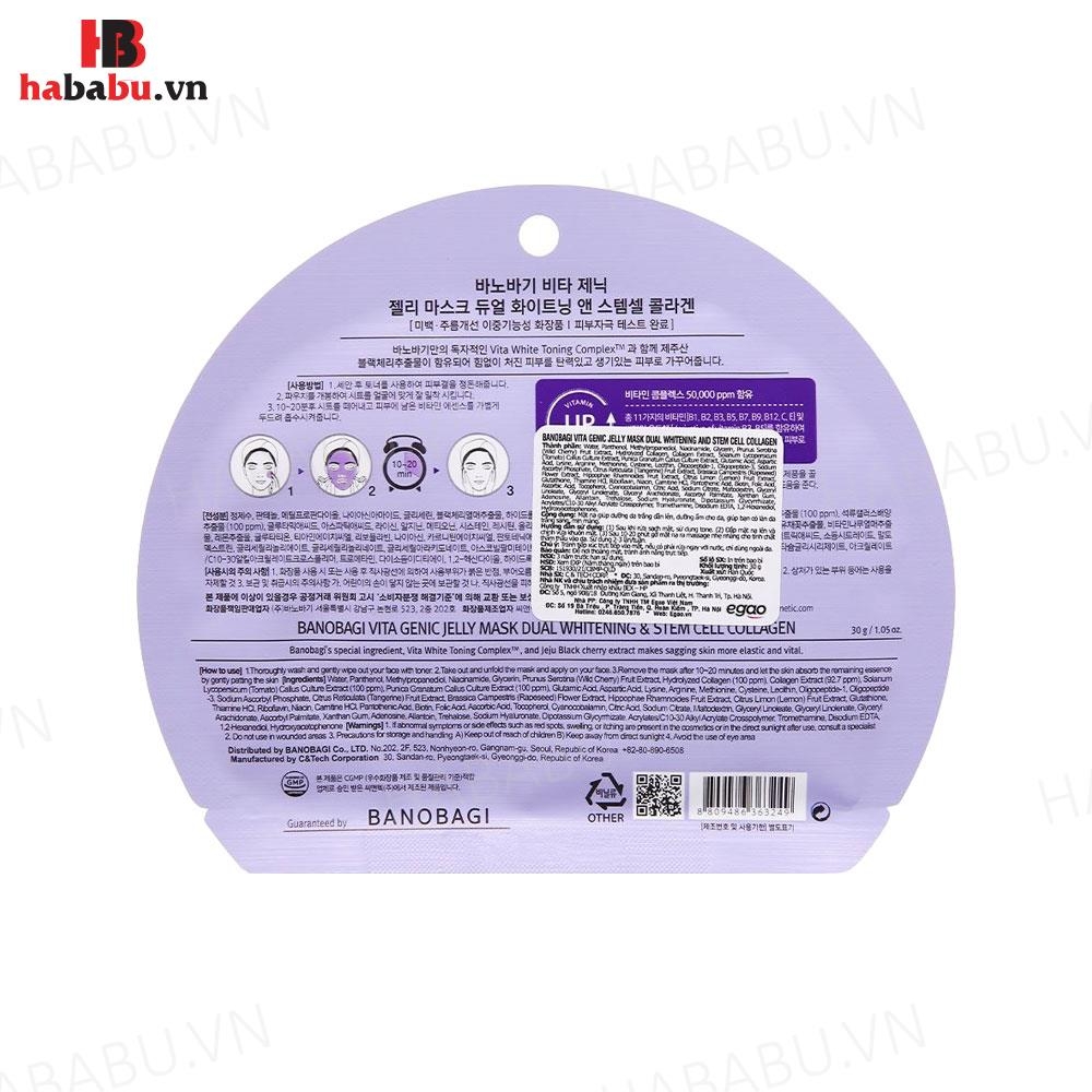 Mặt nạ Banobagi Genic Mask Whitening Collagen set 10 miếng chính hãng