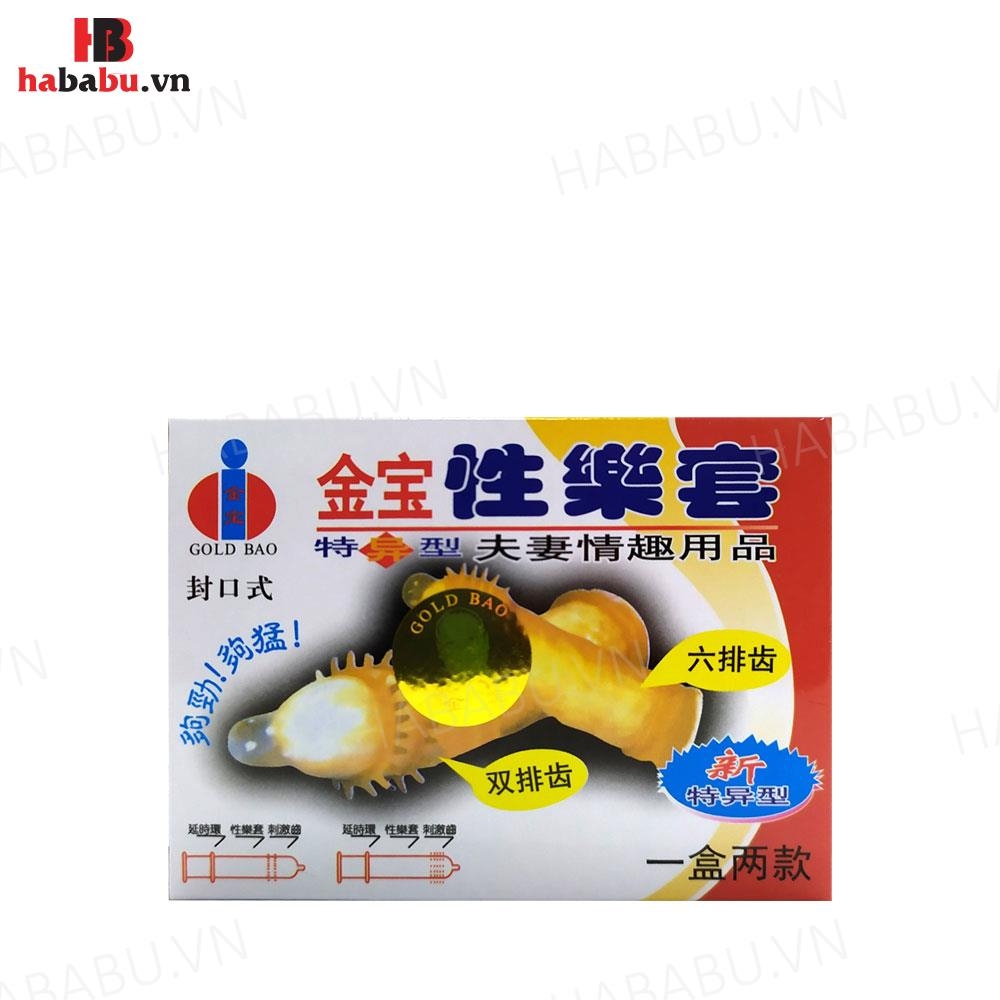 Bao cao su tăng khoái cảm Gold Gai hộp 2 chiếc chính hãng