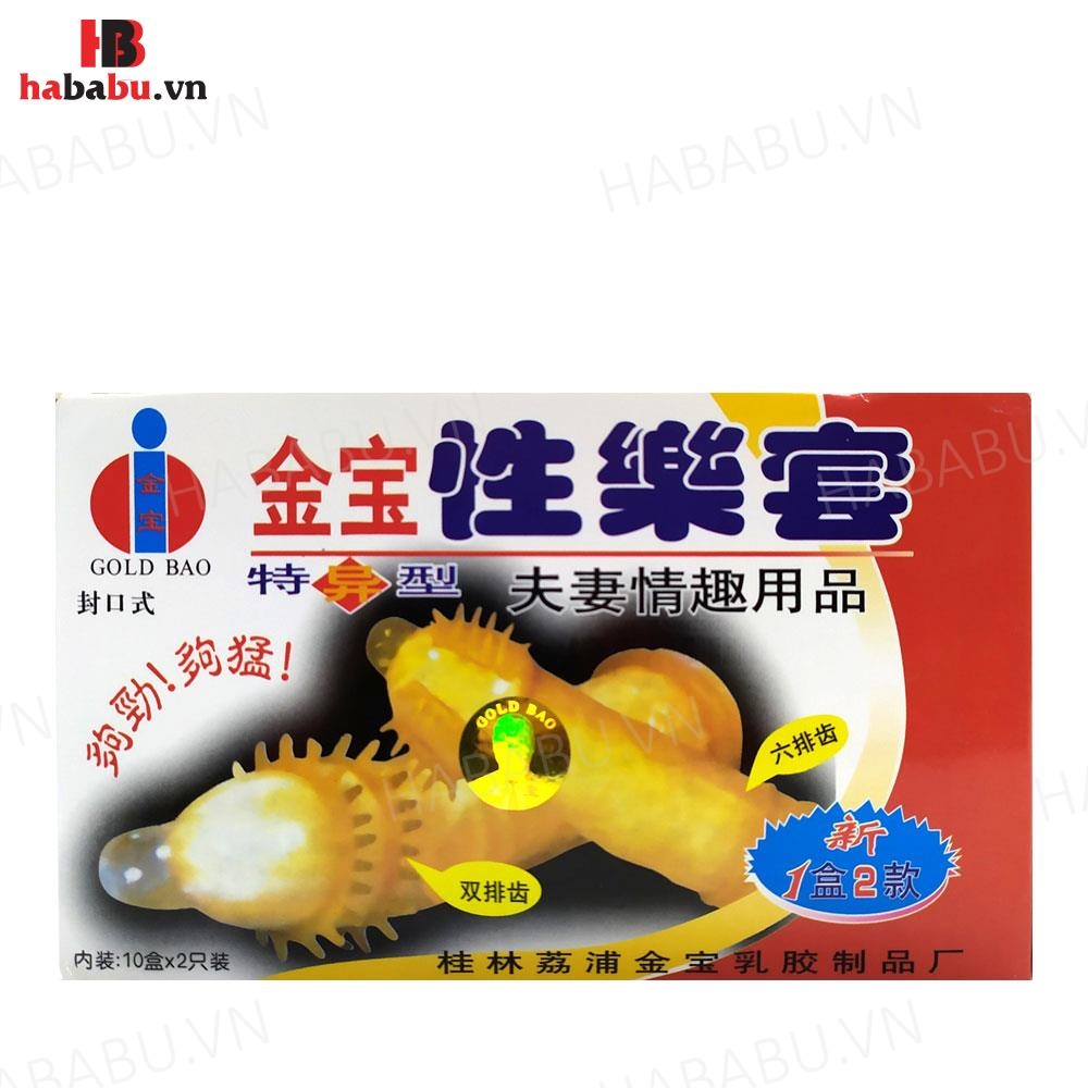 Bao cao su tăng khoái cảm Gold Gai hộp 2 chiếc chính hãng