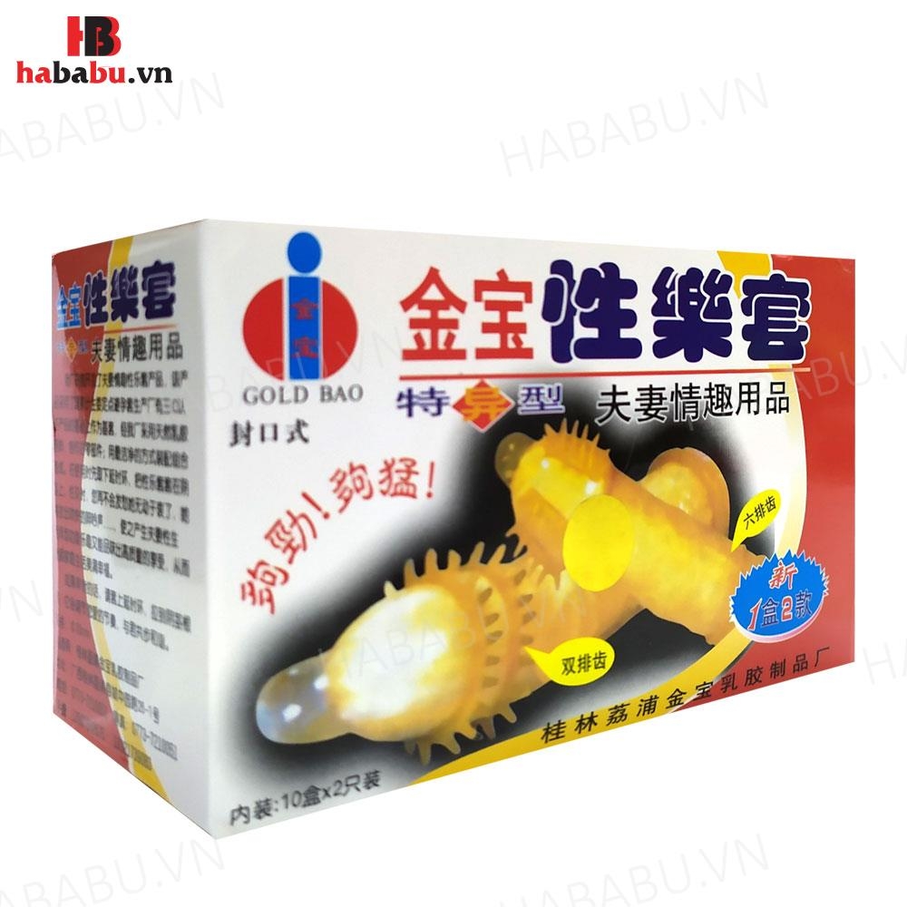 Bao cao su tăng khoái cảm Gold Gai hộp 2 chiếc chính hãng