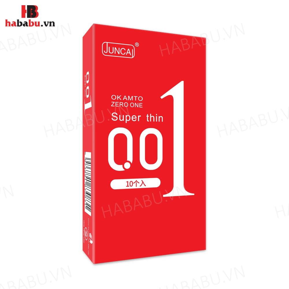 Bao cao su siêu mỏng Juncai Ok Amto Super Thin hộp 10 chiếc chính hãng