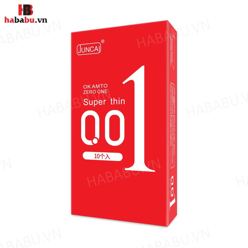 Bao cao su siêu mỏng Juncai Ok Amto Super Thin hộp 10 chiếc chính hãng