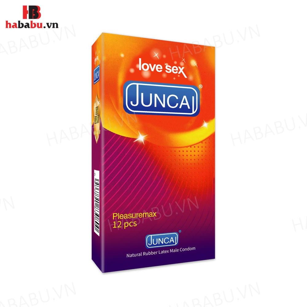 Bao cao su Juncai Pleasuremax hộp 12 chiếc tăng khoái cảm chính hãng