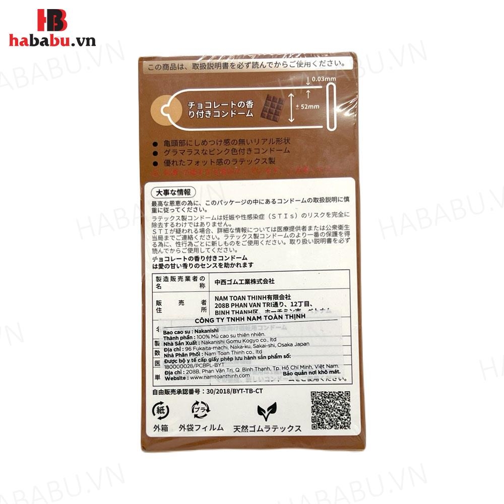 Bao cao su siêu mỏng Nakanishi 0.03 Chocolate hộp 4 chiếc chính hãng
