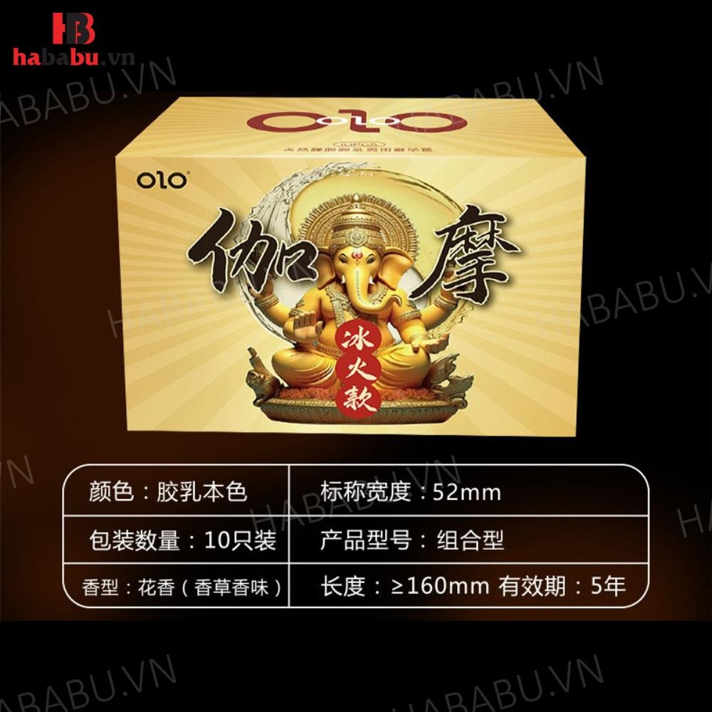 Bao cao su Olo Gama Voi Vàng Gân Bi hộp 10 chiếc chính hãng