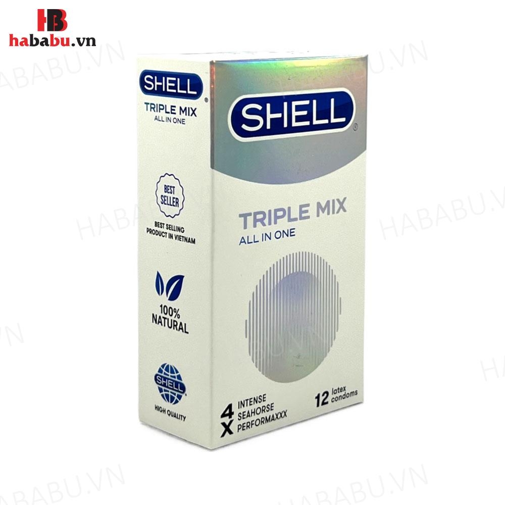 Bao cao su Shell Triple Mix hộp 12 chiếc kéo dài thời gian chính hãng