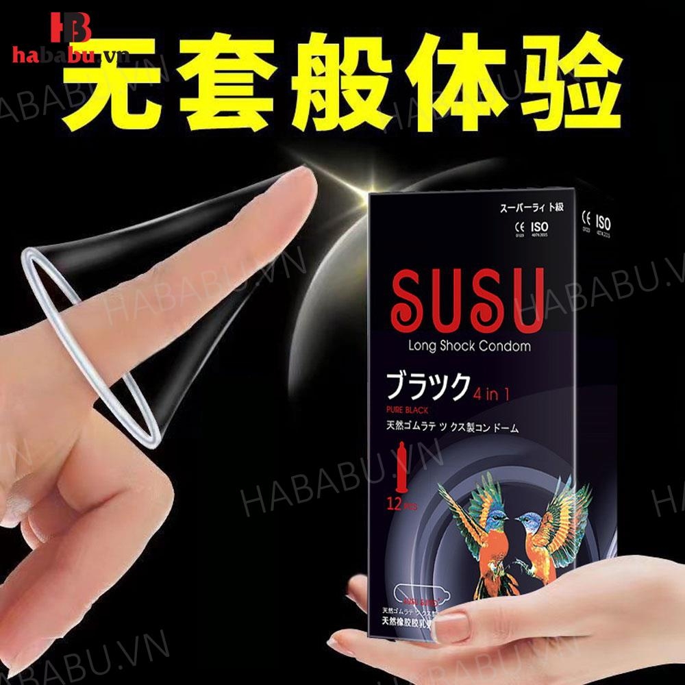 Bao cao su Susu siêu mỏng hộp 12 chiếc kéo dài thời gian chính hãng