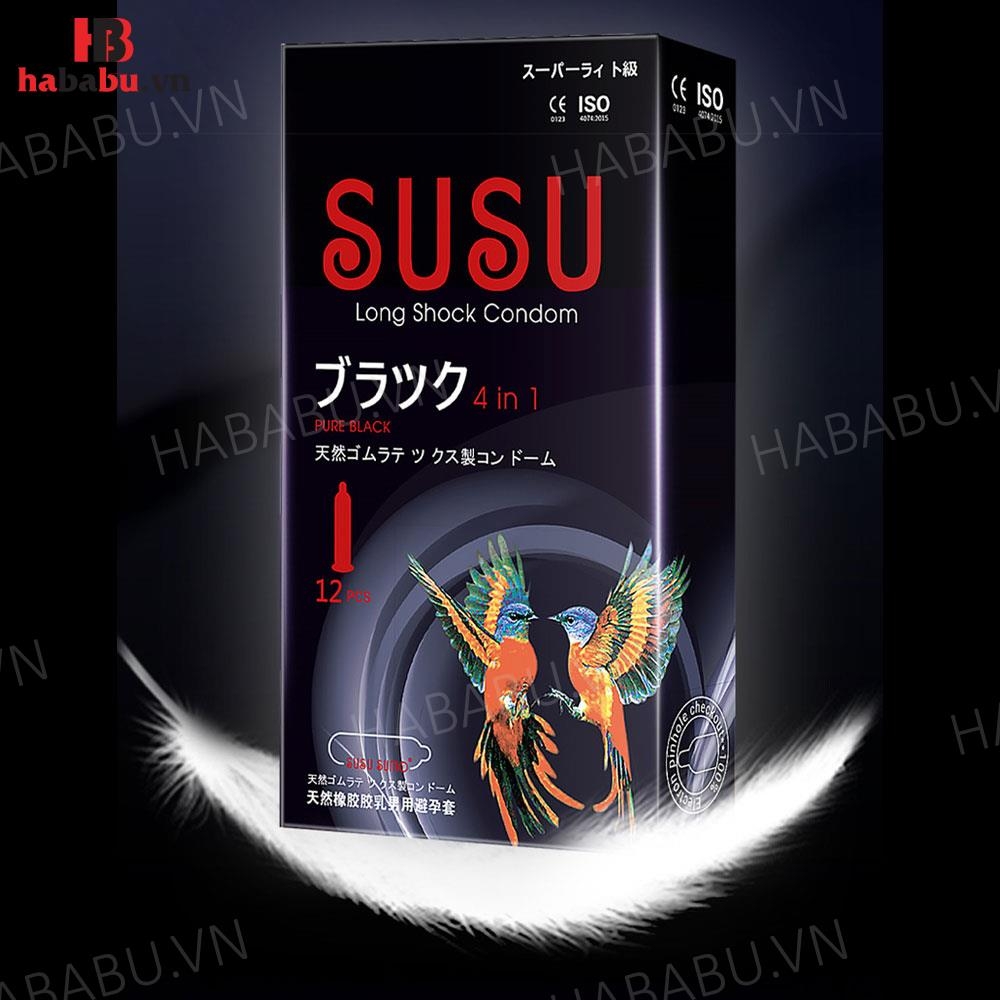 Bao cao su Susu siêu mỏng hộp 12 chiếc kéo dài thời gian chính hãng