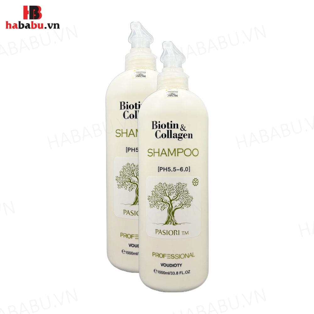 Dầu gội phục hồi tóc Biotin Collagen Pasiori TM trắng 1000ml chính hãng