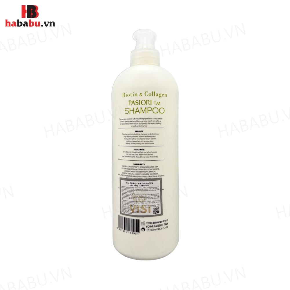 Dầu gội phục hồi tóc Biotin Collagen Pasiori TM trắng 1000ml chính hãng