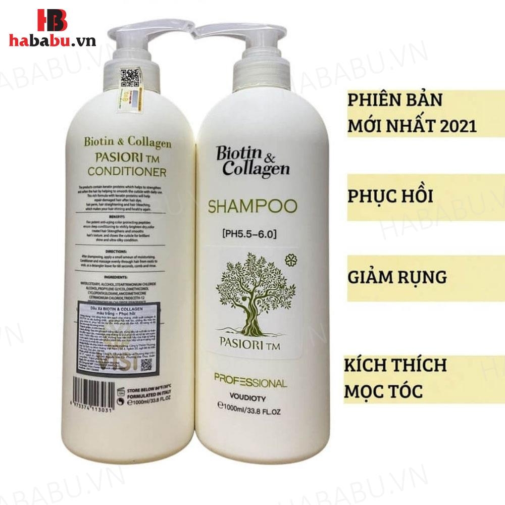 Dầu gội phục hồi tóc Biotin Collagen Pasiori TM trắng 1000ml chính hãng