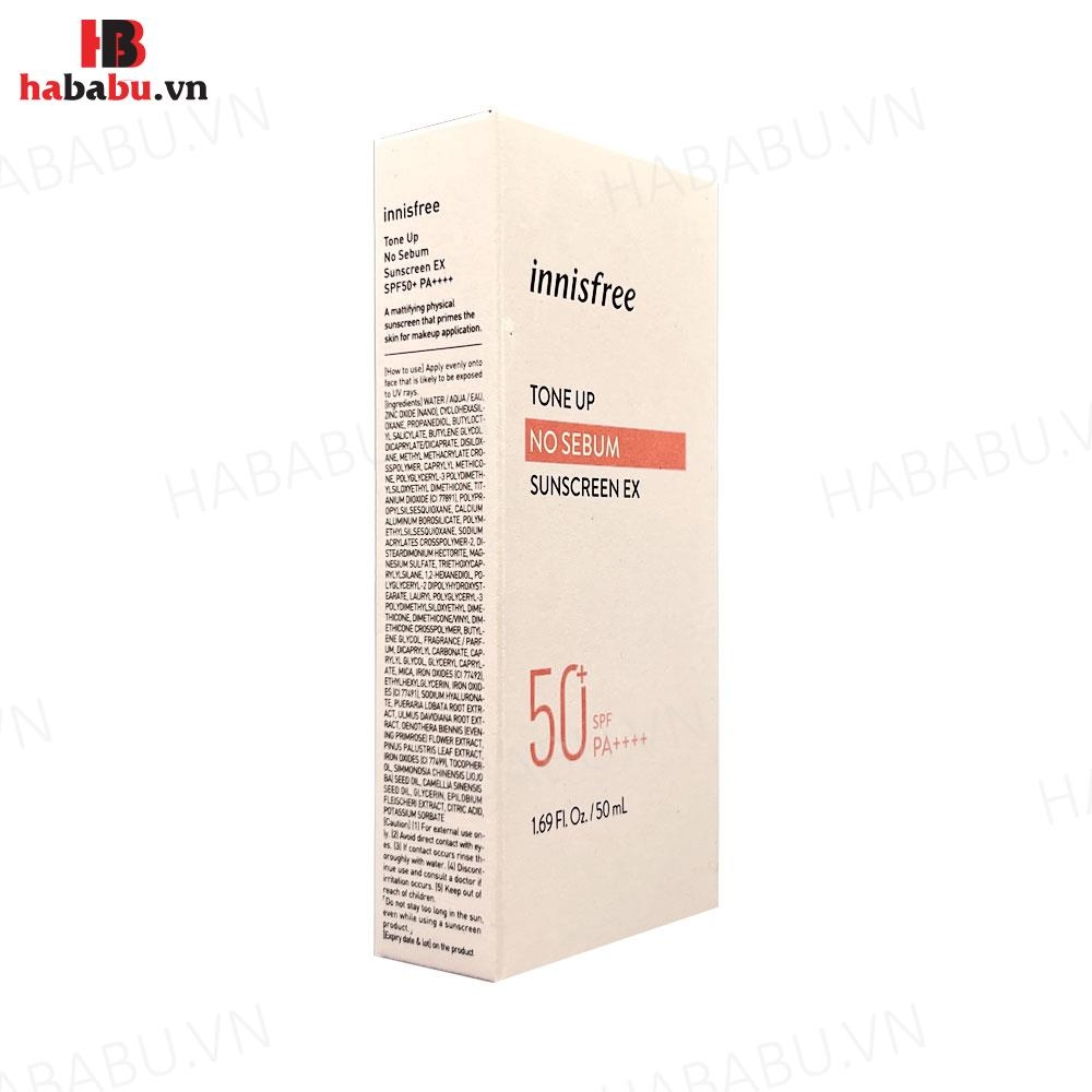 Kem chống nắng Innisfree Tone Up No Sebum SPF50+ 50ml chính hãng