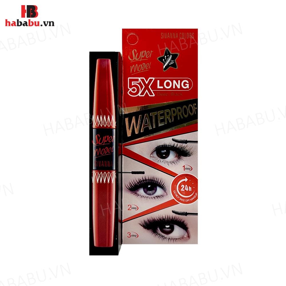 Mascara Sivanna Supermodel 5X Long Waterproof 6ml Chính Hãng