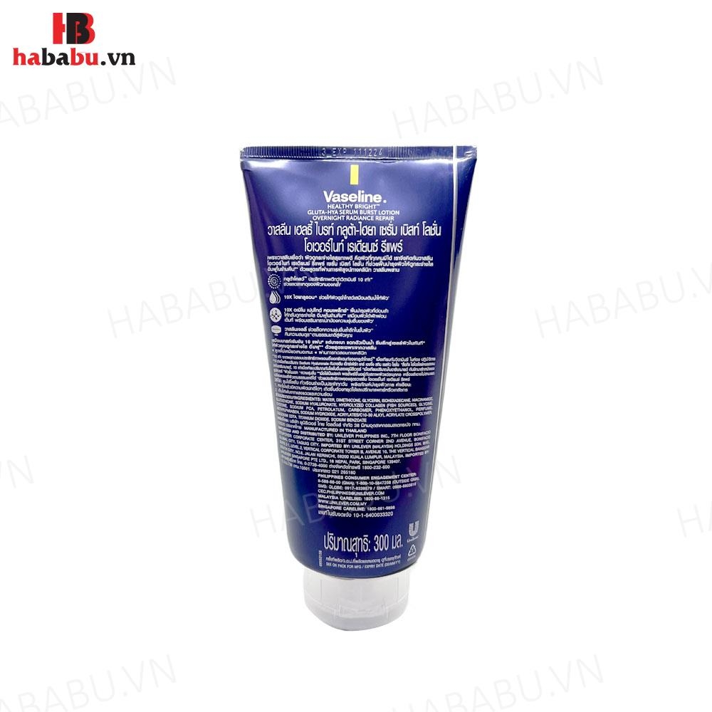 Sữa dưỡng thể Vaseline Gluta-Hya 10X Over Night 300ml chính hãng