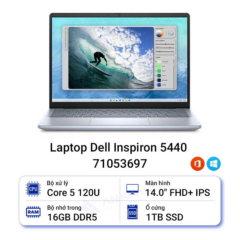 Laptop Dell Inspiron 5440 71053697 (Core 5 120U/ 16GB/ 1TB SSD/ 14 inch FHD+/ Win 11/ Office/ Vỏ nhôm/ 1Y)
