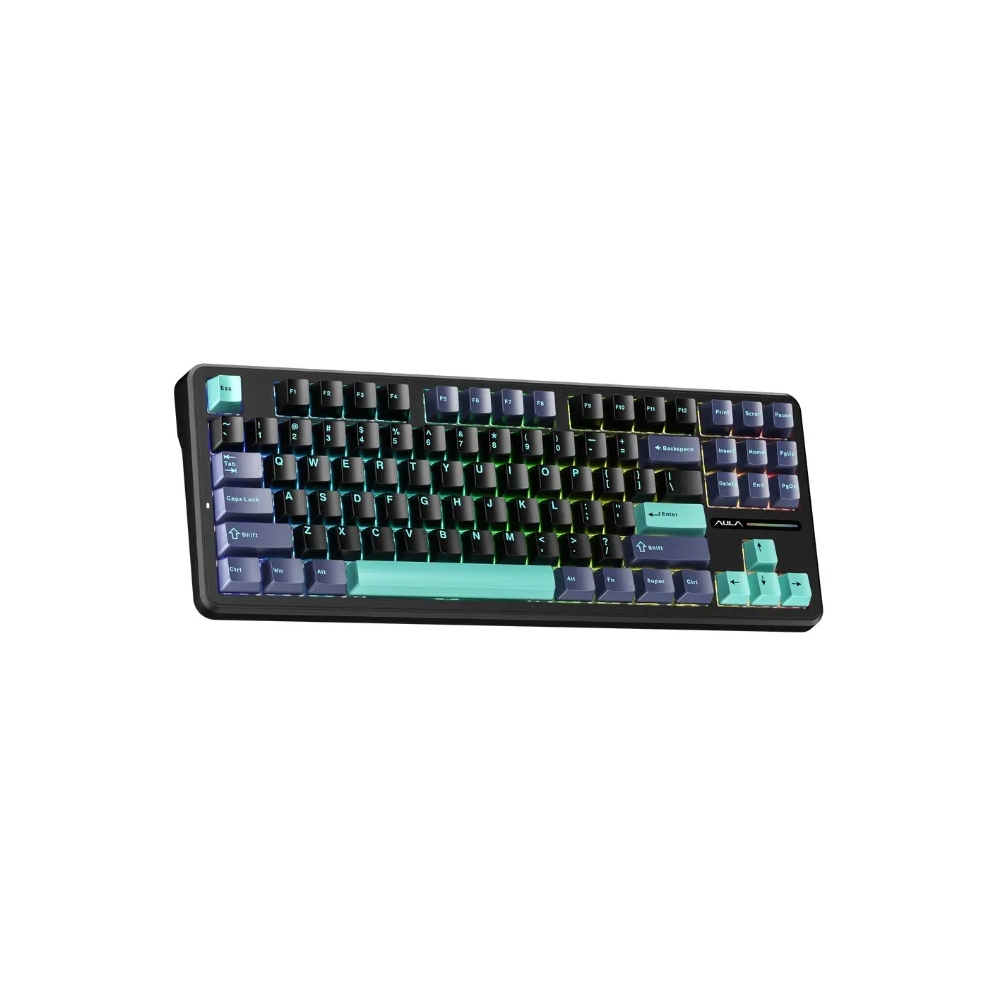 Bàn phím cơ Aula F87/ F87 PRO Xanh đậm+đen+xanh cổ vịt, Greywood V4 switch (Bluetooth/Wireless/ LED RGB)