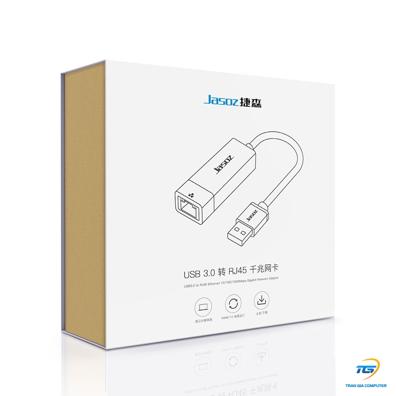 Dây chuyển đổi USB 3.0 sang RJ45 Gigabit dài 20cm, màu đen JASOZ F103 T-F109