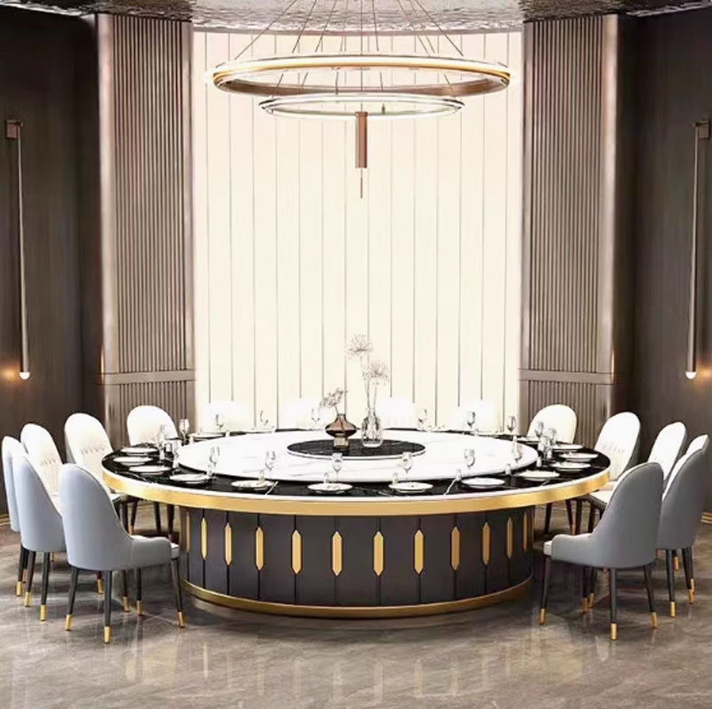 Bàn Ăn Khách Sạn Mặt Đá Xoay 360 Độ Có Thể Gắn Bếp Từ Dùng Cho Nhà Hàng Khách Sạn