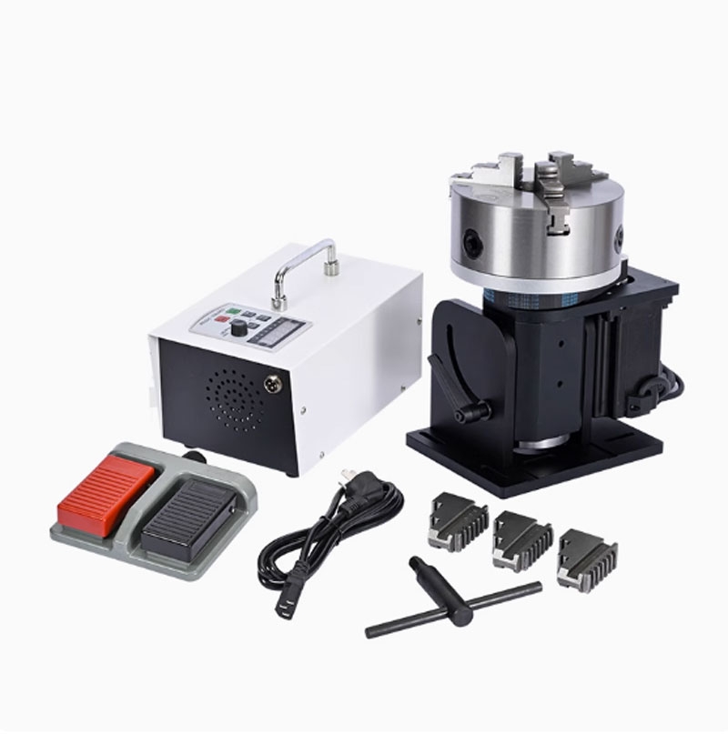 Bàn xoay điện gắn đầu mâm cặp xoay 360 độ độ chính xác cao dùng định vị chi tiết tạo đường hàn theo đường tròn