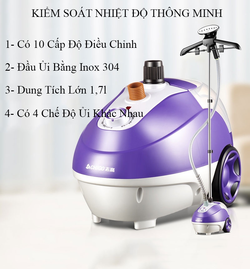 Bộ bàn ủi hơi nước đứng cao cấp Chigo ZD168