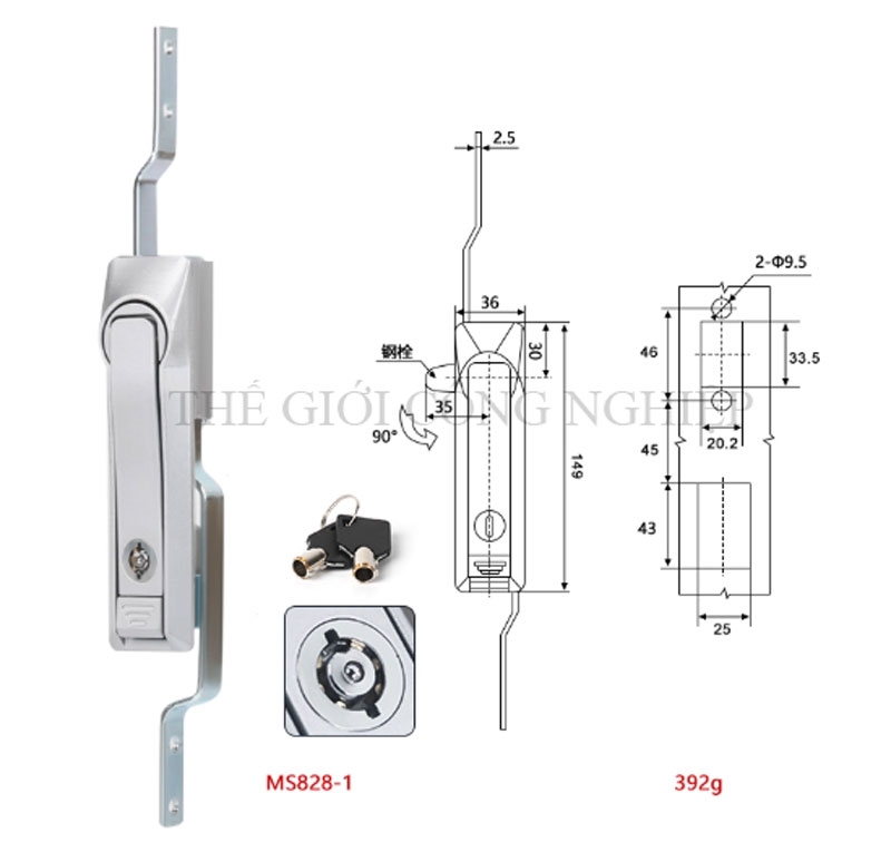 Khóa cửa điện tủ điện MS828/MS829/MS460 – Khóa liên động thanh truyền, khóa liên động trên dưới bằng inox