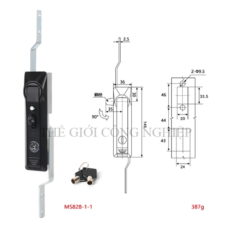 Khóa cửa điện tủ điện MS828/MS829/MS460 – Khóa liên động thanh truyền, khóa liên động trên dưới bằng inox