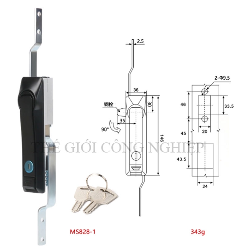 Khóa cửa điện tủ điện MS828/MS829/MS460 – Khóa liên động thanh truyền, khóa liên động trên dưới bằng inox