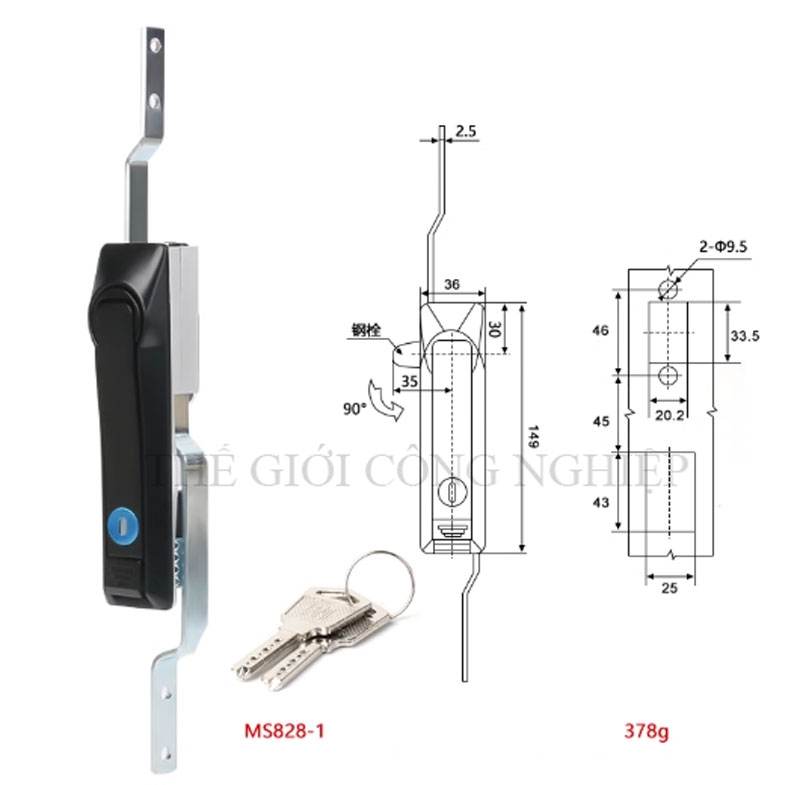 Khóa cửa điện tủ điện MS828/MS829/MS460 – Khóa liên động thanh truyền, khóa liên động trên dưới bằng inox