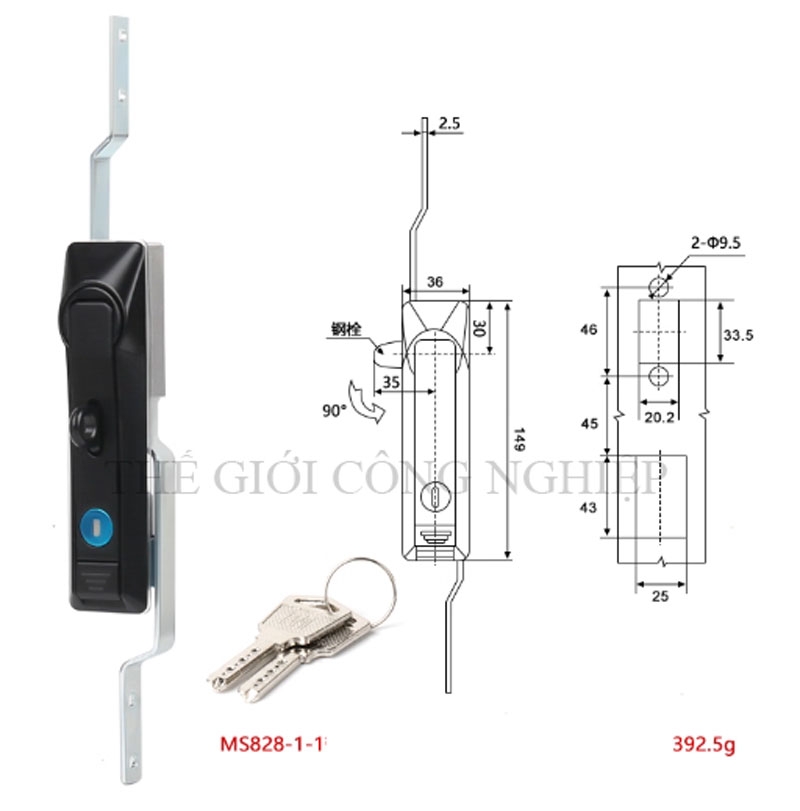 Khóa cửa điện tủ điện MS828/MS829/MS460 – Khóa liên động thanh truyền, khóa liên động trên dưới bằng inox